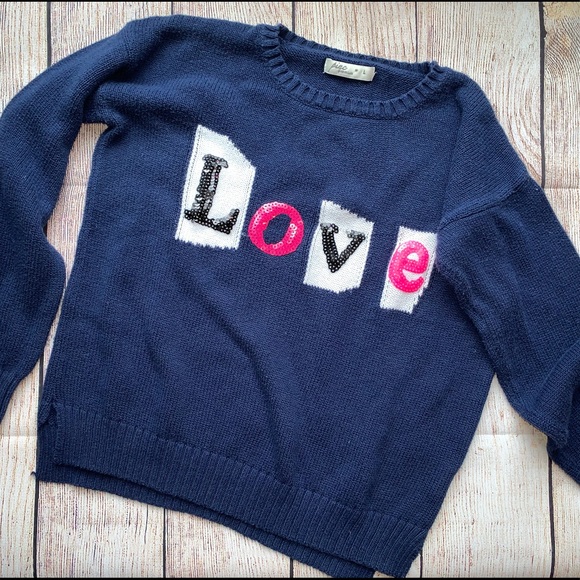Pinc Premium Other - Girls Pinc Premium Sequined “Love” Sweater size L